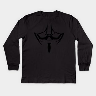 V for Vendetta Mask - Anonymous - Guy Fawkes Kids Long Sleeve T-Shirt